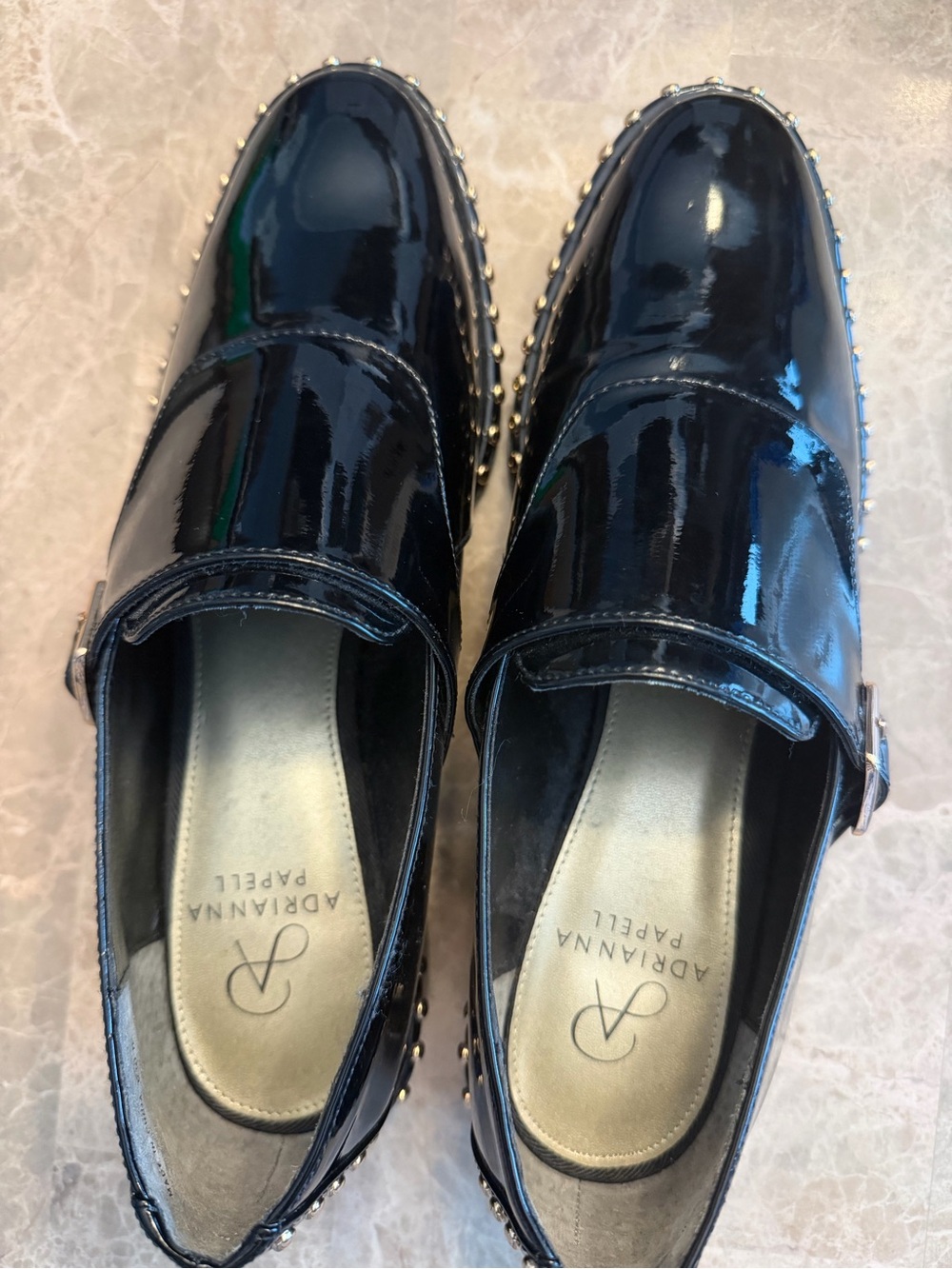 Adrianna Papell Black Patent Studded Loafers - Picture 5 of 5
